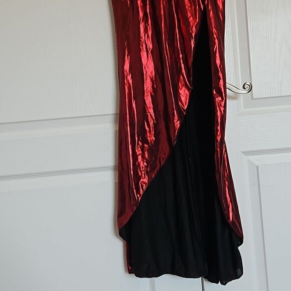 Halloween Metallic Twisted Front Spaghetti Straps Maxi Dress Small RubyRed - Picture 5 of 16